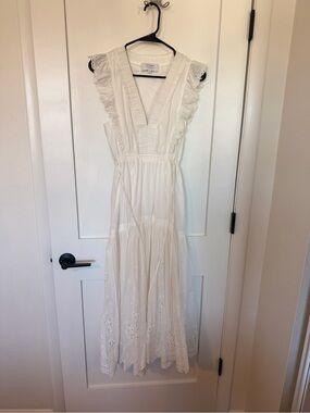 La Linge white midi eyelet dress